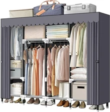 LOKEME Portable Closet, 67 Inch Wardrobe Closet for Hanging Clothes 4 Hanging