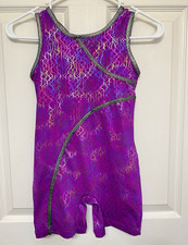 Danskin Now Girls Dance Unitard Leotard Size M Purple Sleeveless Polyester
