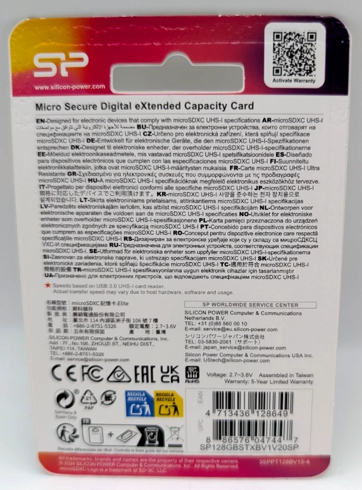 Silicon Power Elite microSDXC 128GB CL10 UHS-1 100MB/sec Colorful Memory Card - Image 3 of 3