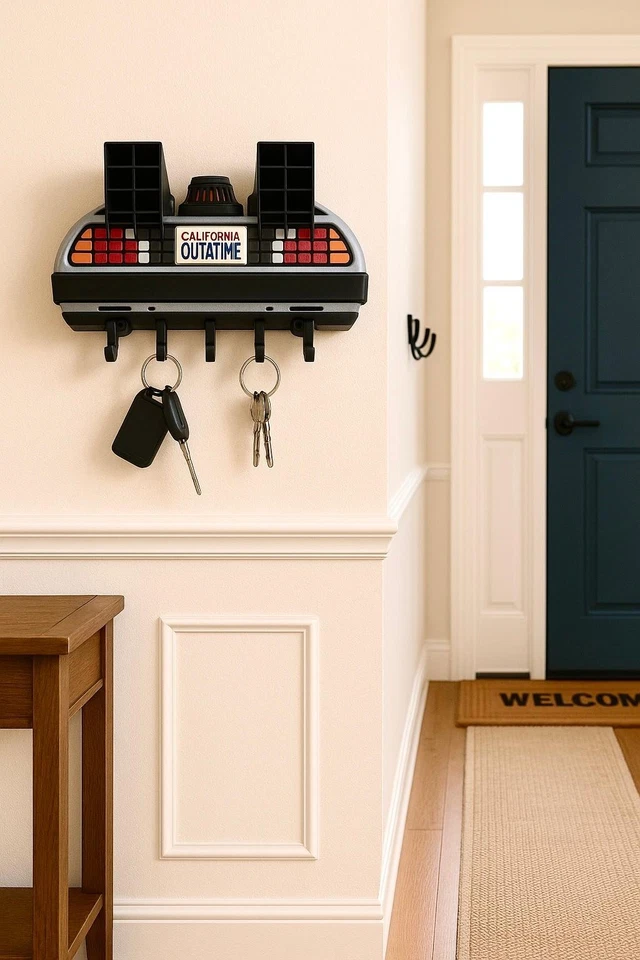 Back to the Future Key Holder | DeLorean Car Wall Mount | OUTATIME License Plate - Image 2 of 4