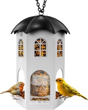 Metal Bird Feeder for Outdoor Hanging, Wild Bird Feeders with Circular Perch,