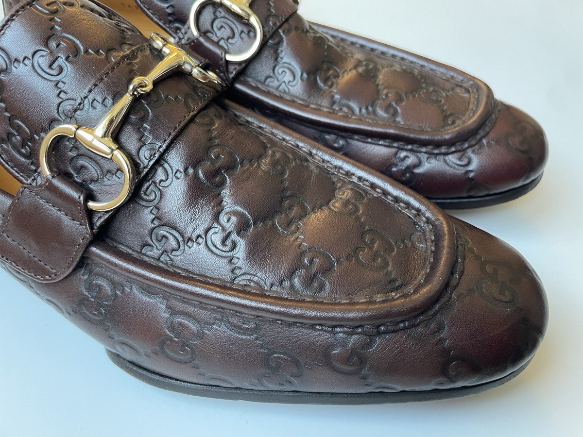GUCCI Tom Ford Era Silver Horsebit Loafers GG Playboy 147825 Sz