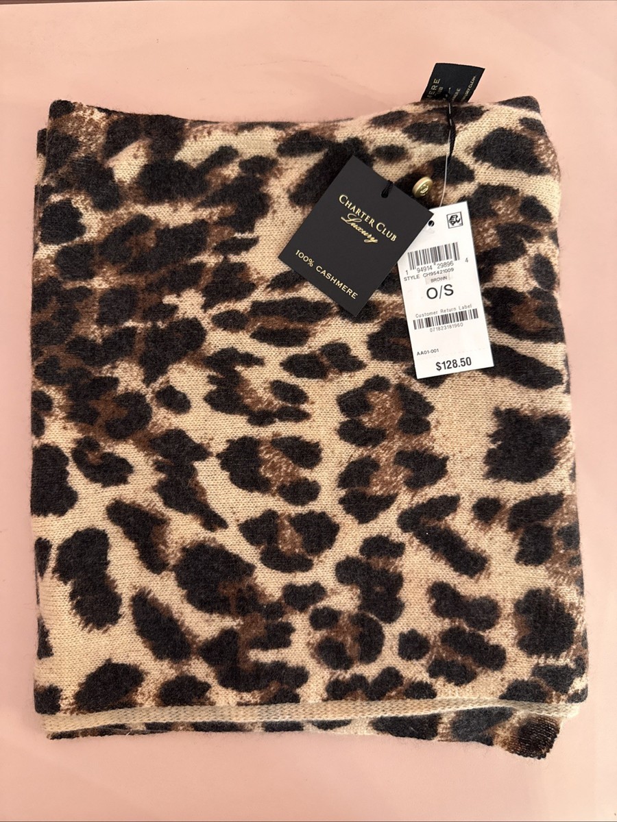 Charter Club Luxury 100% Cashmere Leopard Print Hat – One Size MSRP $99 Charter Club 100% Cashmere Cheetah-Print Sweater, Created  main image 4
