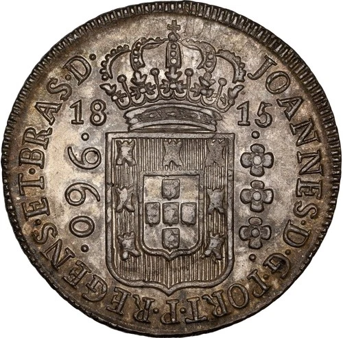 Brazil João Prince Regent 960 Reis 1815-B NGC MS61 Bahia! Overstruck on 8 Reales