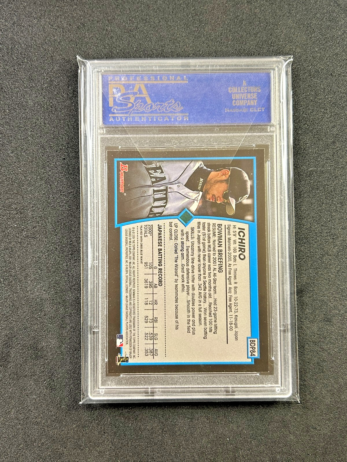 Ichiro Suzuki 2001 Bowman Draft Picks Rookie Card #BDP-84 PSA 8 MINT view 2