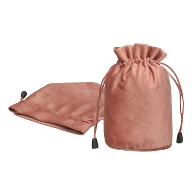 2pcs soft velvet dice bag with drawstring, for small storage, brown