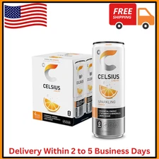 4-Pack CELSIUS Sparkling Orange, Essential Energy Drink, 12 oz Cans