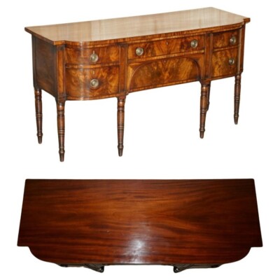EXQUISITE KOMPLETT RESTAURIERTE ENGLISCHE GEORGE III UM 1780 ANRICHTE AUS GEFLAMMTEM MAHAGONI