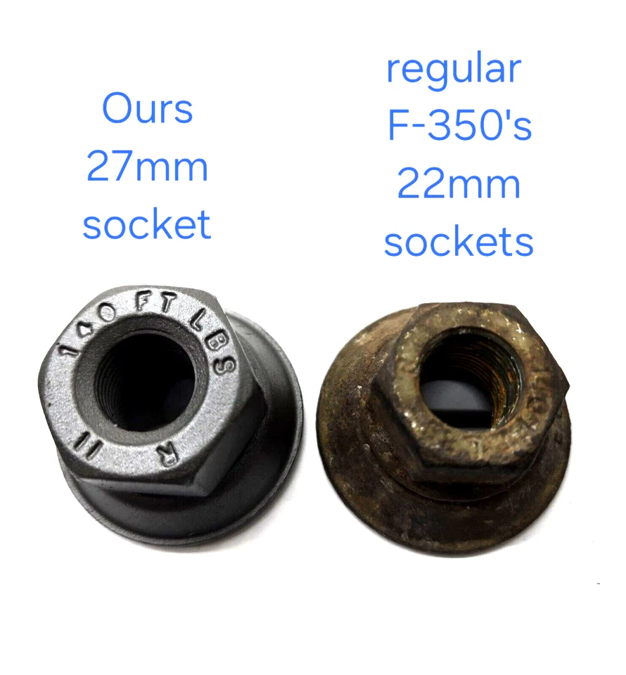 88-97 FORD F350 F450 F-SUPER DUTY ДВОЙНАЯ ЗАЖИМНАЯ ГАЙКА 27 мм - Изображение 2 из 4