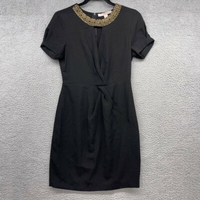 Forever 21 Womens Dress Knee Length Black Beaded Scoop Neck