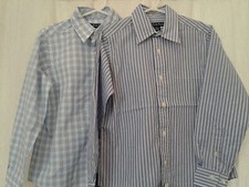 NWT Brooks Brothers Boys Light Blue plaid, striped dressy shirts Sz XS S M