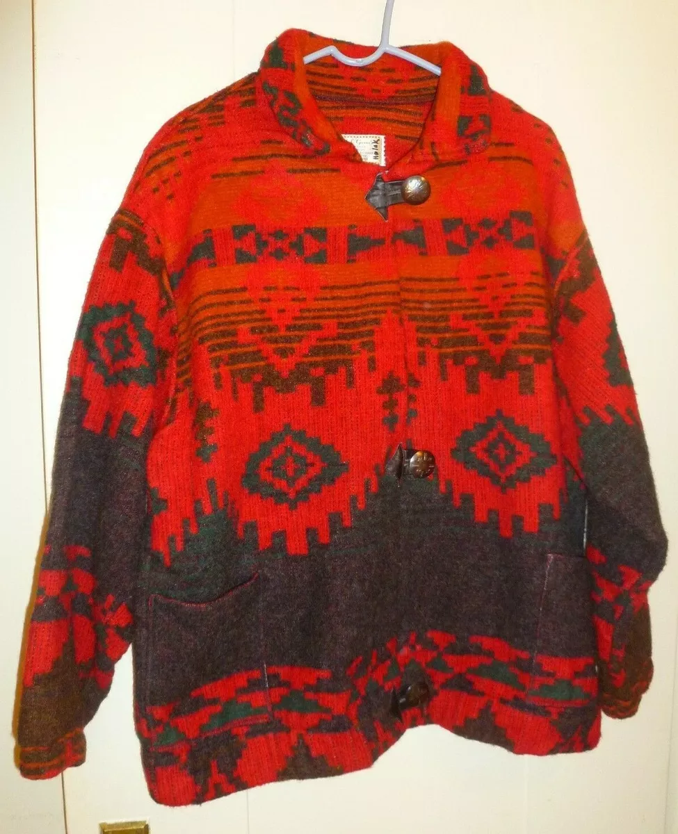 Vintage P.L. Greene s Aztec Native American Blanket Coat Wool Jacket Size M