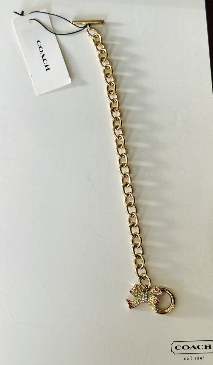 NWT Coach Bow Pavé Chain Link Bracelet CG077 | eBay