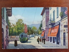 LAKE COMO - CERNOBBIO PIAZZA GARIBALDI - TRAM AND PHARMACY - TRAVELLED 1934