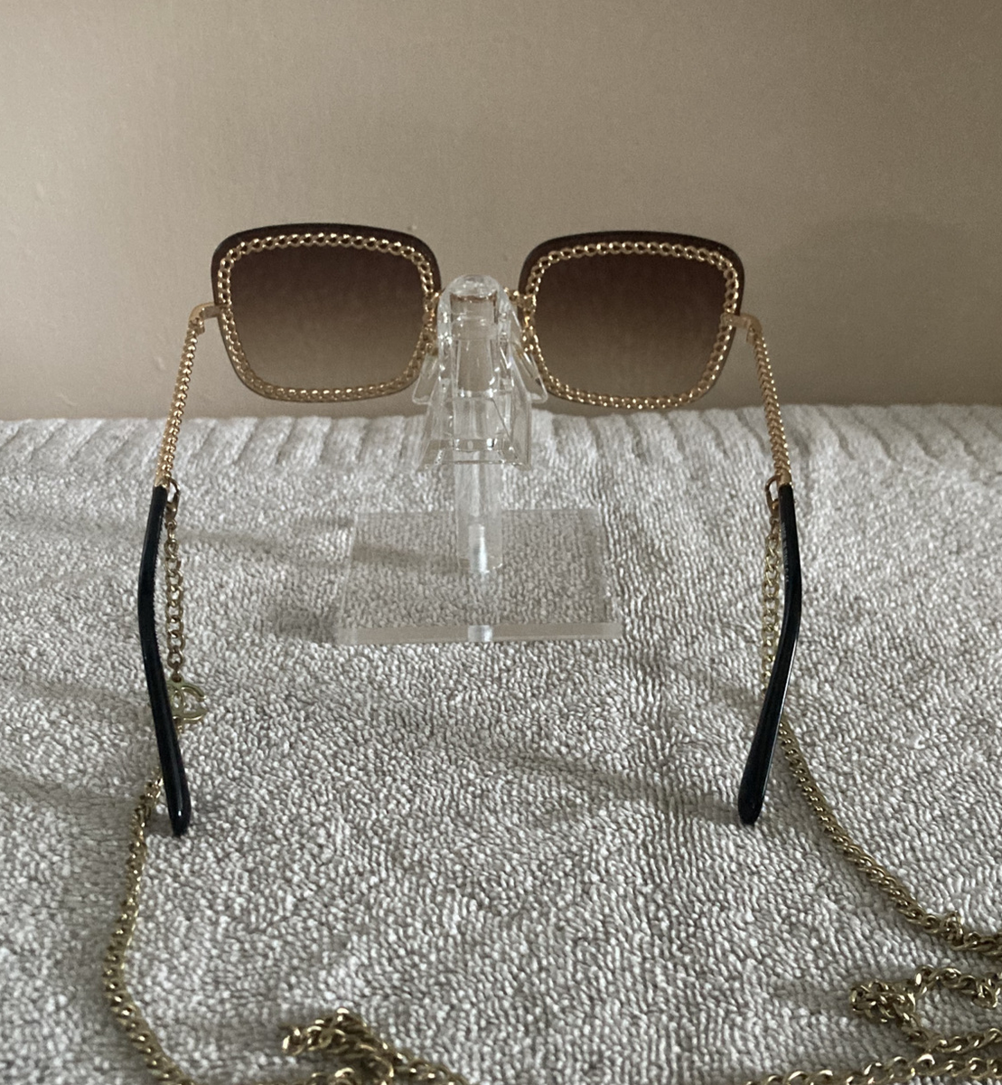 Chanel Sunglasses 4244 Gold c.395/S6 Gold Chain Accents Square