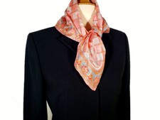 Vintage Burmel Original Hand Rolled Square 100 Silk Scarf Signed  Tags