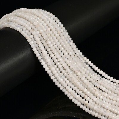 White Rainbow Moonstone Faceted Rondelle Beads 2x3mm 3x4mm 3x5mm 15.5'' Strand
