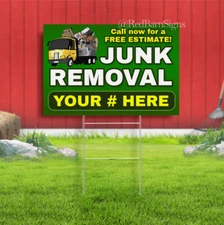 Junk Removal - Customizable Phone Number One-Sided Yard Sign