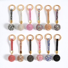 Rhinestone Roud Keychain Bling Shining Full Crystal Key Ring Bag Pendant Gift US