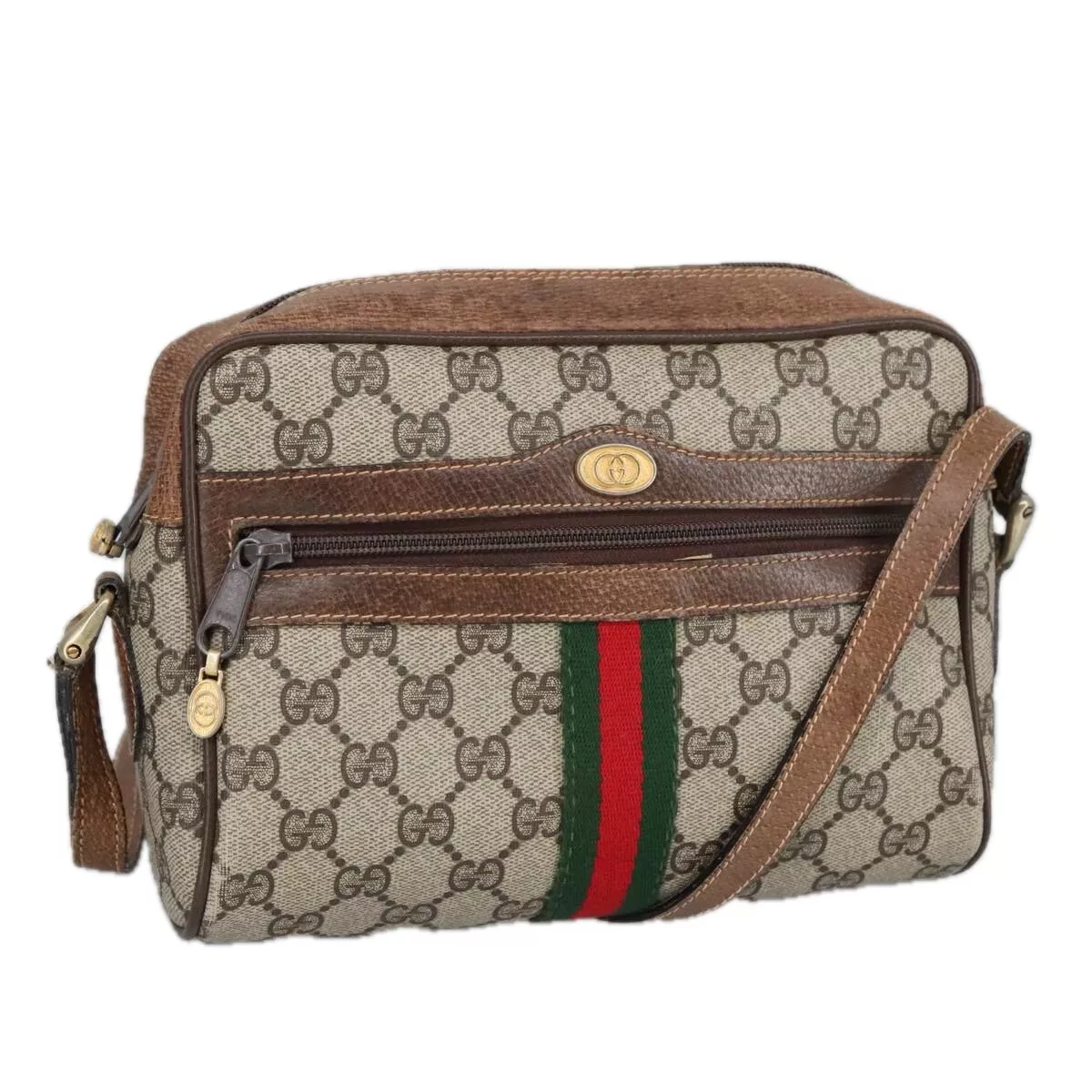 Sac à bandoulière GUCCI GG Supreme Web Sherry Line PVC beige 68 001 3654 authentique 100261