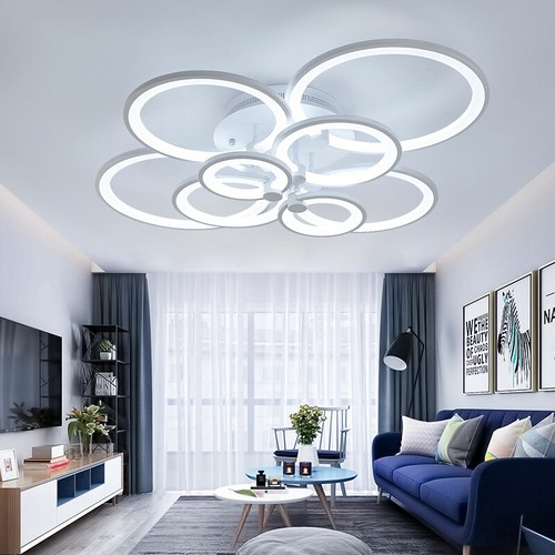 Acrylic Ring Chandelier LED Ceiling Light Fixture Lamp For Living Room 4/6/8 Way - Picture 15 of 17