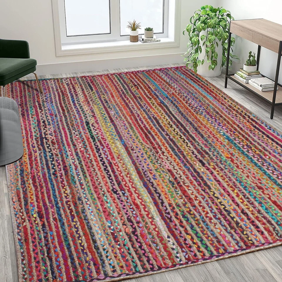 Rug Jute Carpet Handmade Modern Living 100% Natural Area Decor Rug Braided Jute - Image 2 of 4