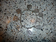 Jeep Collins 925 Sterling Silver Bible Study Vine Bracelet 9 Charms, about 8"