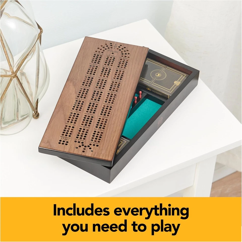 Spin Master Cardinal Legacy Deluxe Cribbage Game Lined Wood Case Age 8+ 20131074 - Image 3 of 4