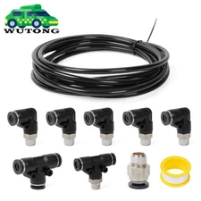 PU Air Hose Pipe Tube Kit 1/4" Push to Connect Air Fittings 8pcs Line Connector