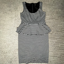 Ann Taylor Size 8 Women Dress Rear Zip Sleeveless Lines Gray