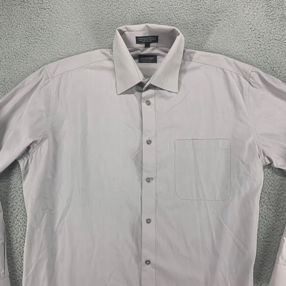 Milani Shirt Mens XL Gray Button Up Long Sleeve Made in Italy Designer 17.5 - Image 3 of 4