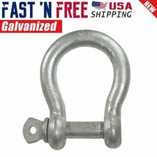 3/8" inch Galvanized Steel Silver D Ring Bow Shackle with Screw Pin