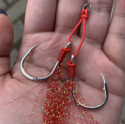 10 Pairs Jigging Trolling Double Assist Hooks Predator Saltwater Fishing Hooks