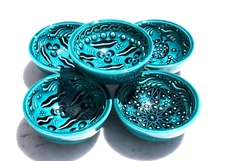 Decorative Turkish Ceramic-Handcrafted Pinch  Small Serving  Bowls Set of 5