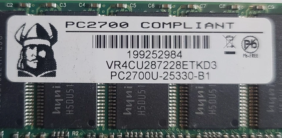 Chips IC Hynix VIKING/4x1GB/PC2700U/DDR-333mhz/184-Pin/Memoria de servidor/Ram/ECC/Hynix Foto 3 de 3