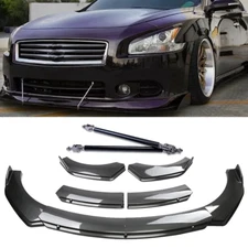 For 09-15 Nissan Maxima ST Carbon Fiber Style Front Bumper Lip Spoiler Strut Rod