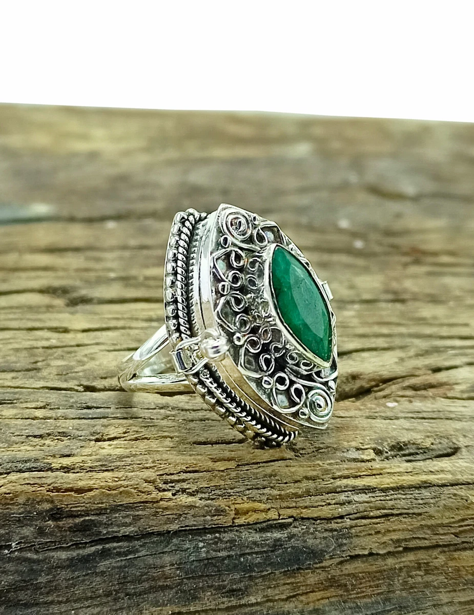 Emerald Poison Ring 925 Sterling Silver Handmade Ring