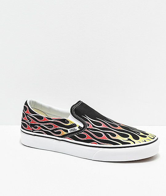 Vans SlipOn FLAMES Mash Up Shoes (NEW) Mens Sizes 912 FIRE FLAME Free