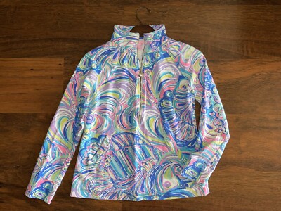 Lilly Pulitzer SMALL Gillty Pleasure SKIPPER POPOVER Half Zip Pullover UPF50+