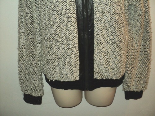 Potter's Pot Jacket Size Medium Light Gray Boucle Nubby Metallic Zip Front - Picture 3 of 8