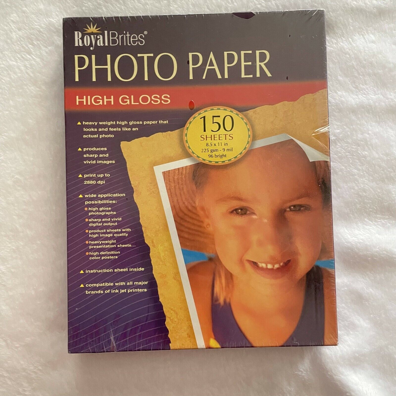 Royal Brites Photo Paper High Gloss 150 Sheets 8.5x11 9mil 96 Bright NIB Sealed