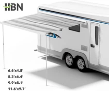 HBN RV Awning Retractable Camper Awning, White Aluminium, Vehicle Awning For Car