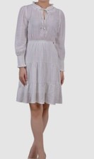NY Collection Womens White Smocked Above Knee Shift Dress Petites Size PXL