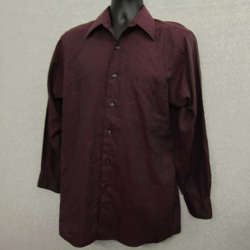 Camisa John Henry Para Hombre 15 32/33 Púrpura Manga Larga Botón Piqué Foto 2 de 4