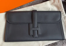 Gently Used Hermes Jige Elan 29 Clutch Blue Indigo Swift Leather