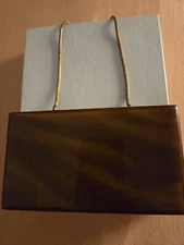 RARE Antique Wilardy Brown Lucite Purse Powder Compact Lipstick Clutch