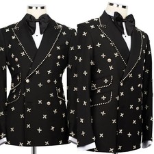 Suits for Men Regular Fit Wedding Tuxedos Shawl Lapel Beading Rhinestone Pearls