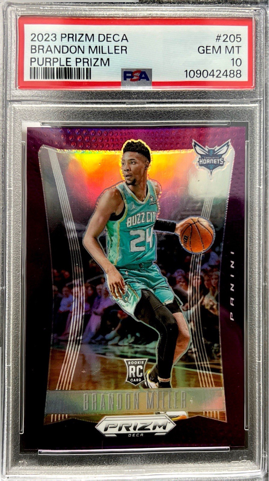 2023 Panini Prizm Deca - Brandon Miller Purple Prizm /99 PSA 10 GEM MT
