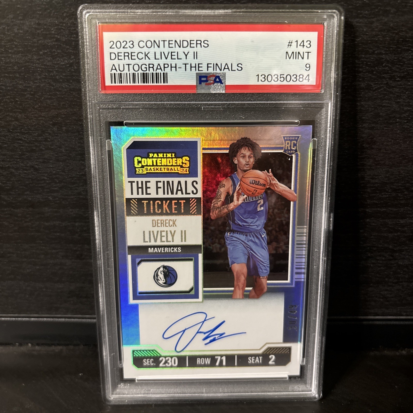 2023-24 Contenders Finals Ticket On Card Auto Dereck Lively II 30/49 #143 PSA 9