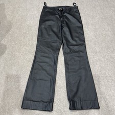 Ralph Lauren Women's Size 8 Black 100 Leather Wide Leg Pants HEMMED